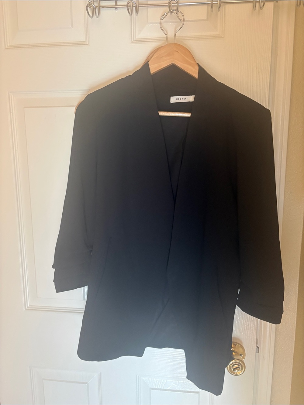 Mod Ref Black Open-Front Blazer